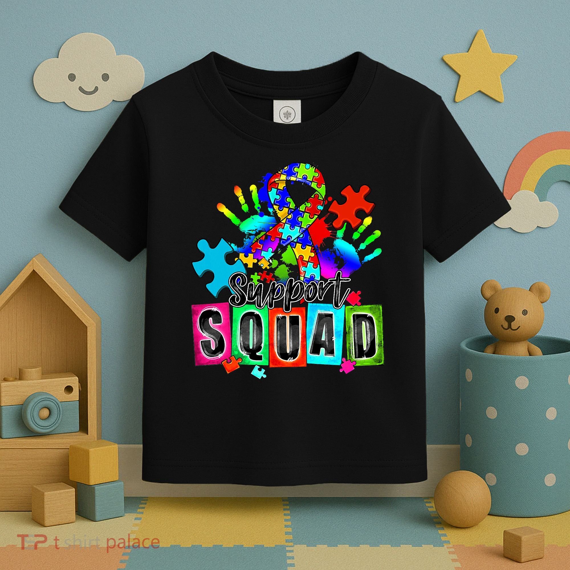Autism Awareness Month Ribbon Support Squad Toddler T-Shirt