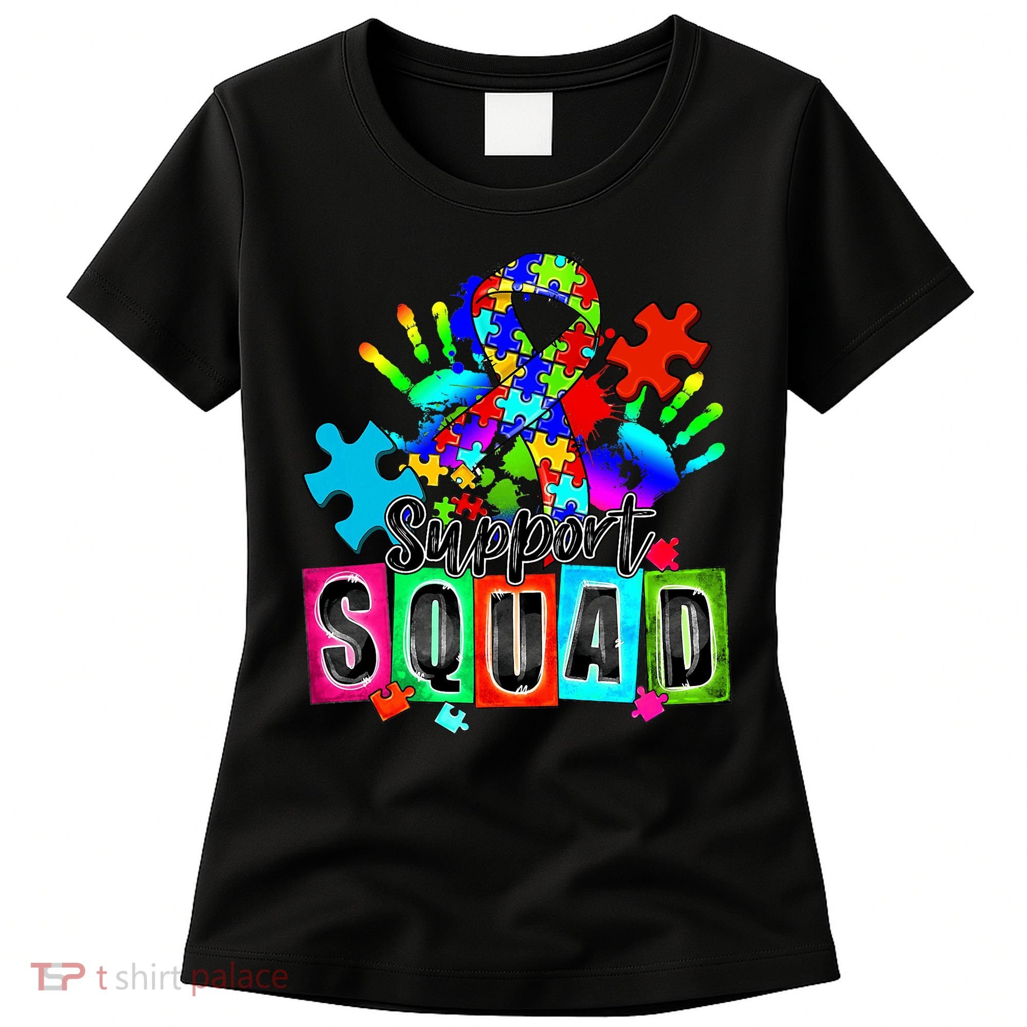 Autism Awareness Month Ribbon Support Squad Women's T-Shirt