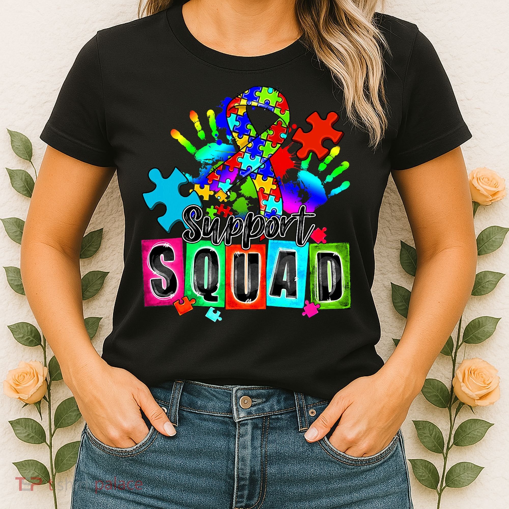 Autism Awareness Month Ribbon Support Squad Women's T-Shirt