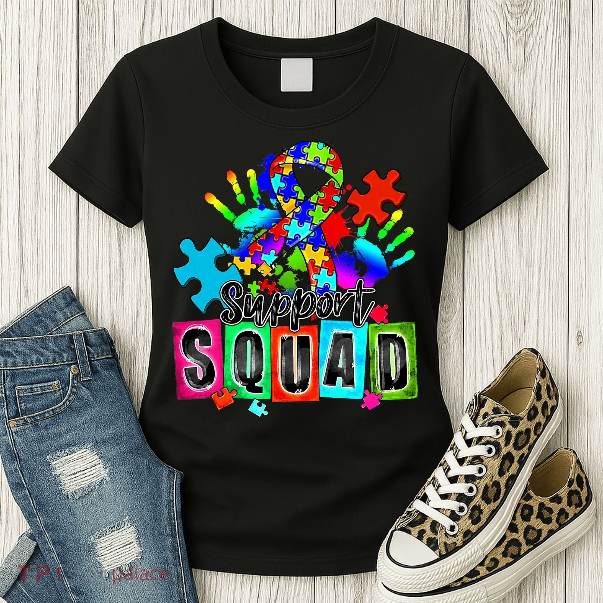 Autism Awareness Month Ribbon Support Squad Women's T-Shirt
