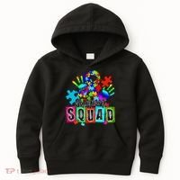Autism Awareness Month Ribbon Support Squad Kids Hoodie thumb 0
