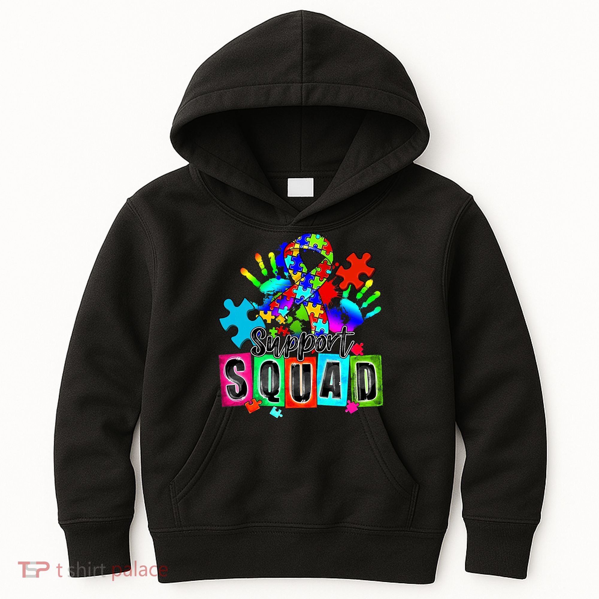 Autism Awareness Month Ribbon Support Squad Kids Hoodie