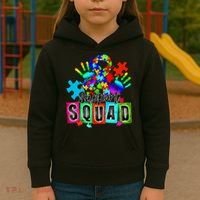 Autism Awareness Month Ribbon Support Squad Kids Hoodie thumb 3