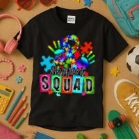 Autism Awareness Month Ribbon Support Squad Kids T-Shirt thumb 3