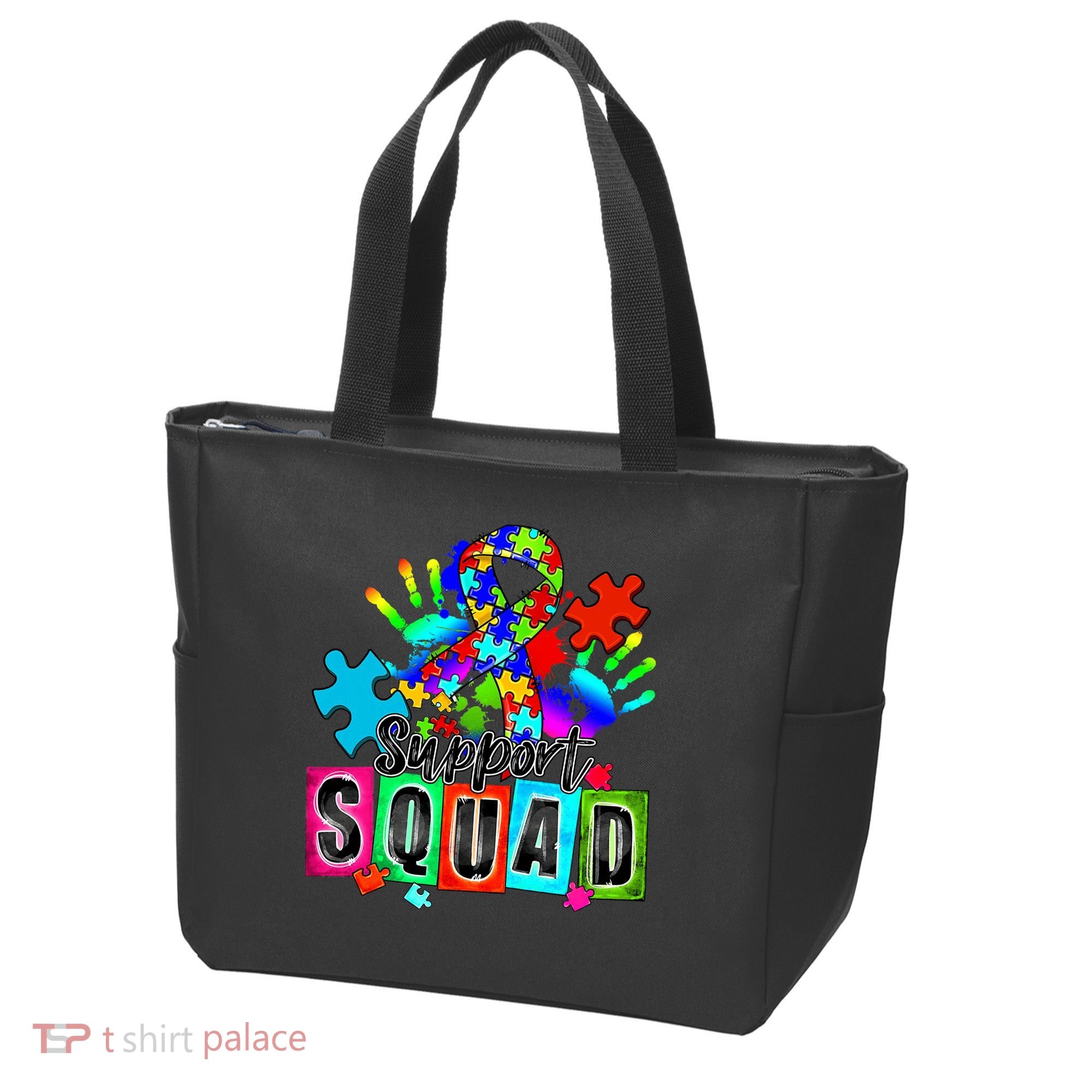 Autism Awareness Month Ribbon Support Squad Tote Bag