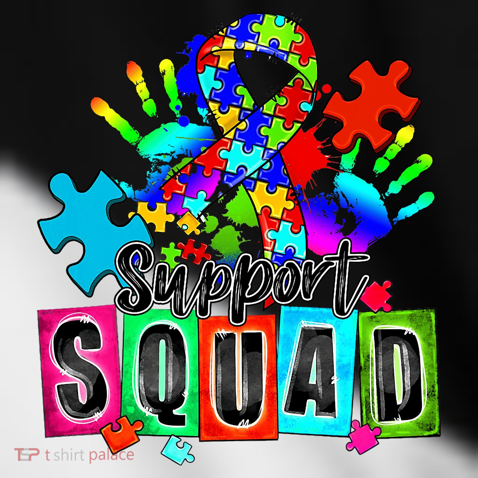 Autism Awareness Month Ribbon Support Squad Toddler Fine Jersey T-Shirt
