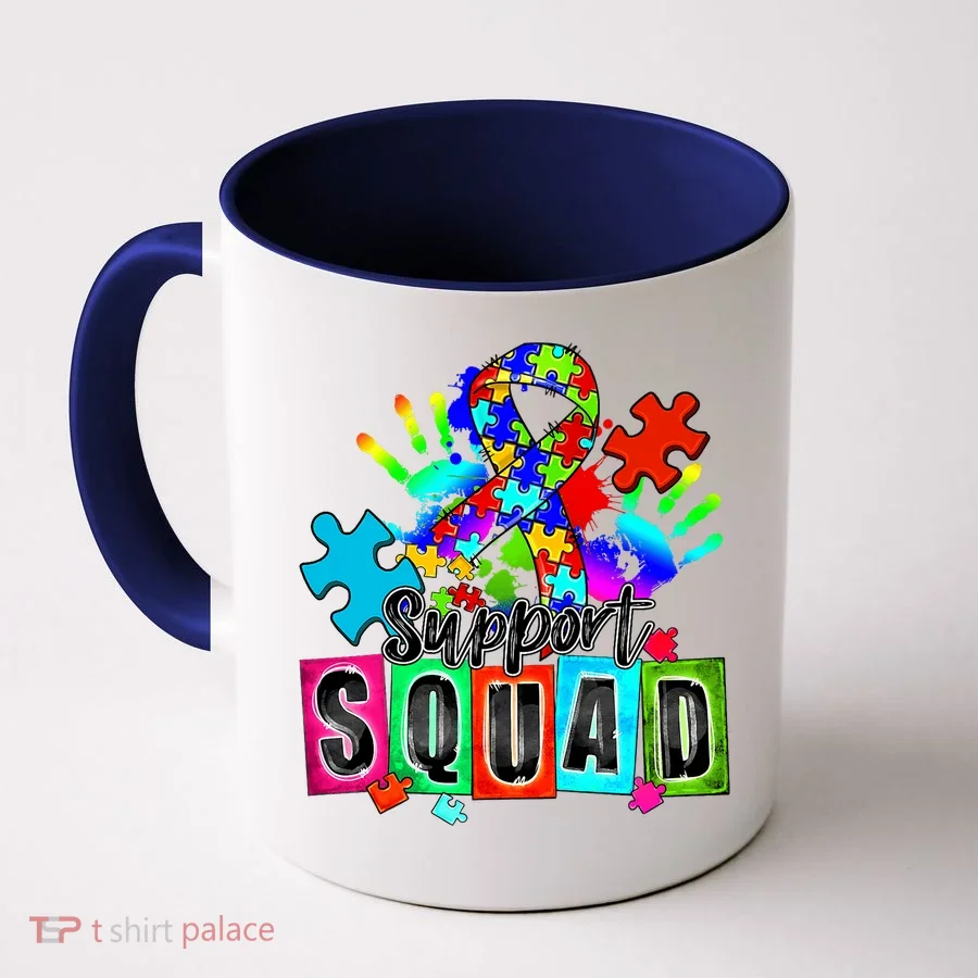 Autism Awareness Month Ribbon Support Squad Coffee Mug