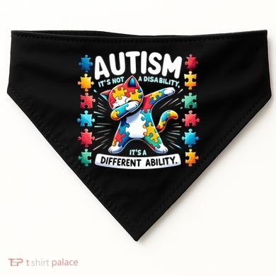 Autism Awareness Month Autism Cat Dabbing Support Autism Gift USA-Made Doggie Bandana