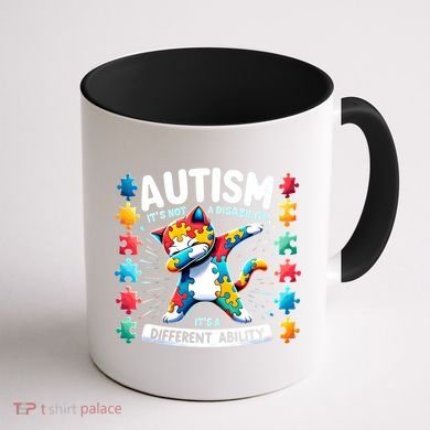 Autism Awareness Month Autism Cat Dabbing Support Autism Gift Coffee Mug back