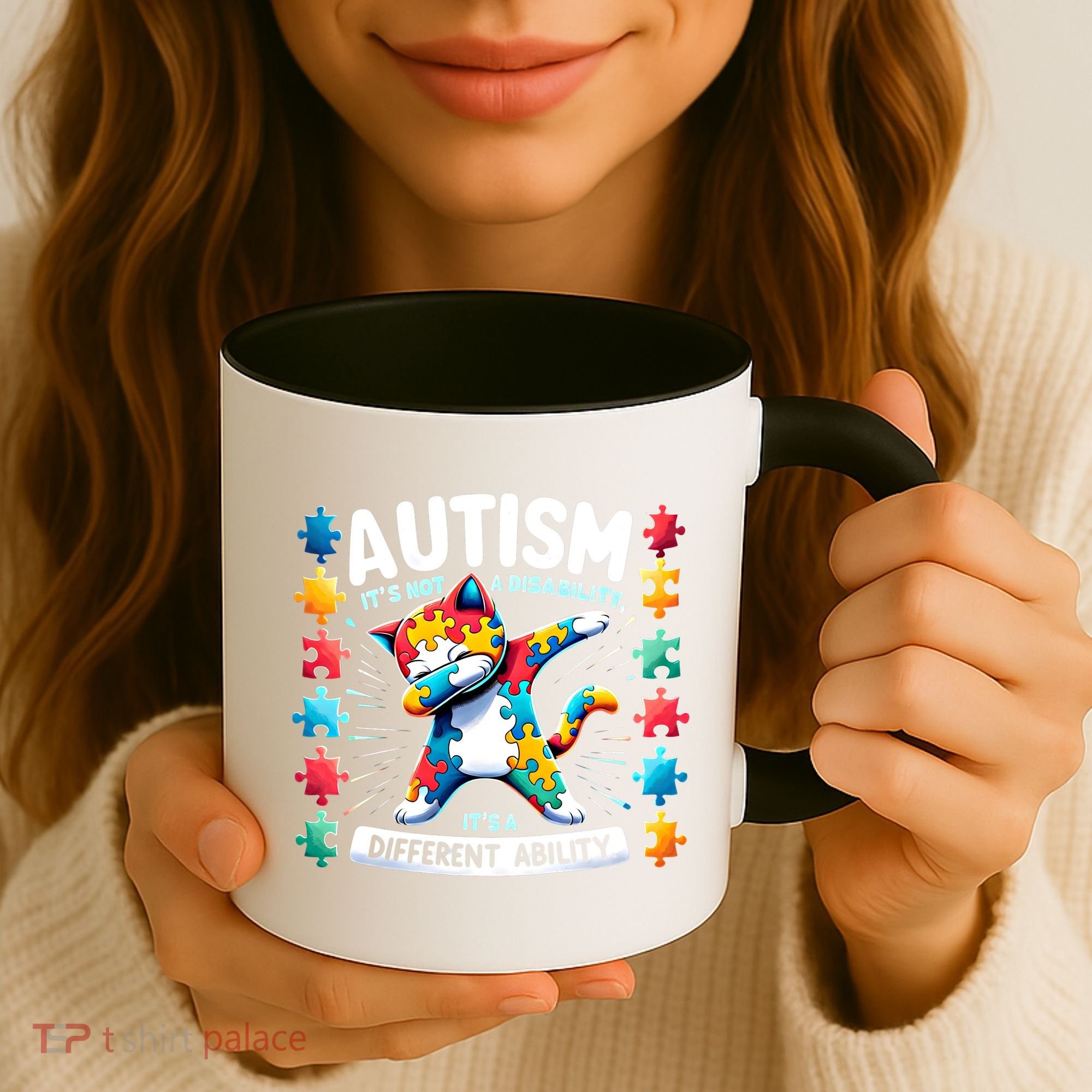 Autism Awareness Month Autism Cat Dabbing Support Autism Gift Coffee Mug
