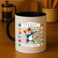 Autism Awareness Month Autism Cat Dabbing Support Autism Gift Coffee Mug thumb 4