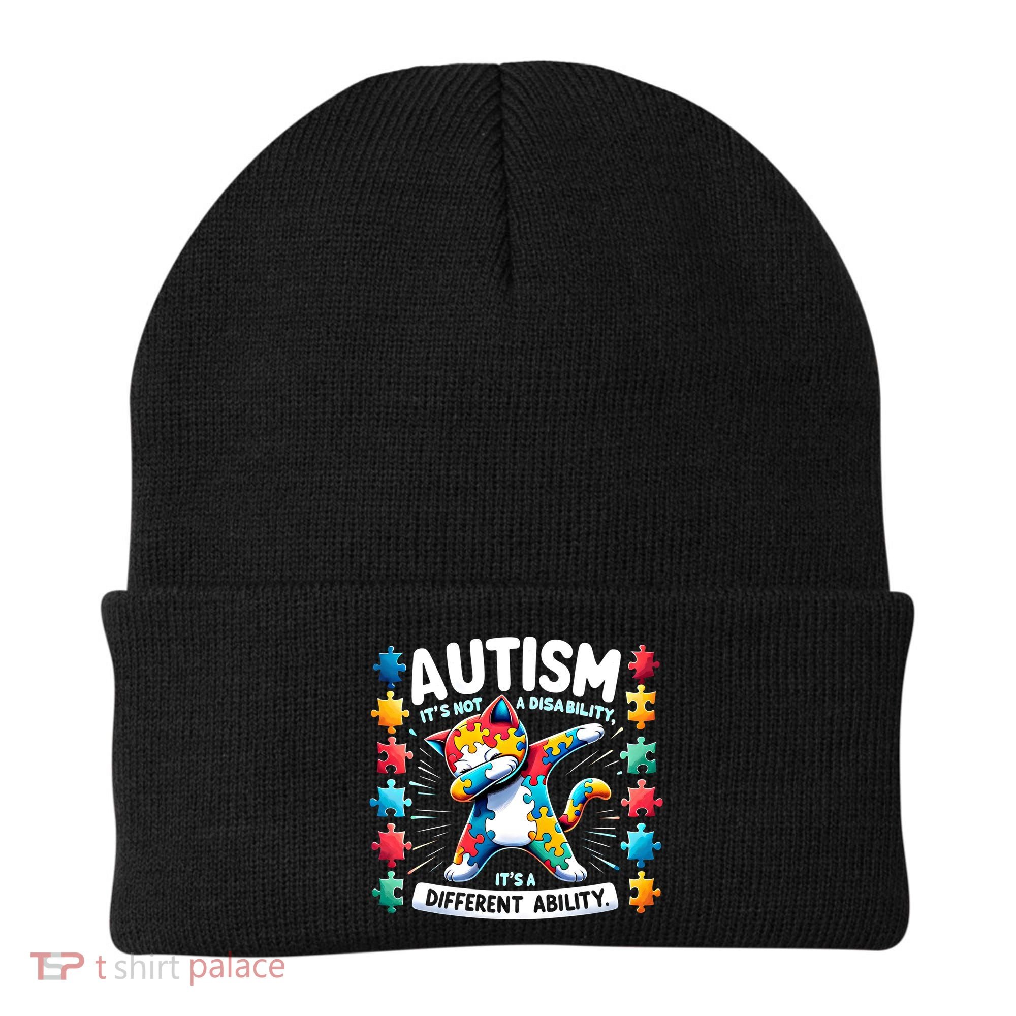 Autism Awareness Month Autism Cat Dabbing Support Autism Gift Beanie