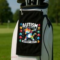 Autism Awareness Month Autism Cat Dabbing Support Autism Gift Golf Towel thumb 2