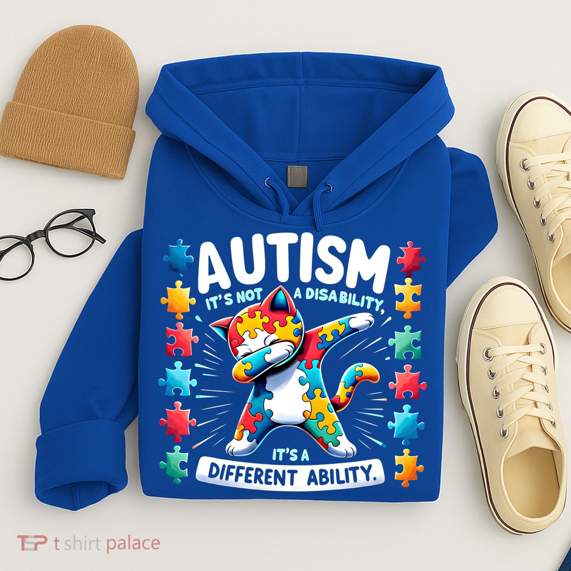 Autism Awareness Month Autism Cat Dabbing Support Autism Gift Hoodie
