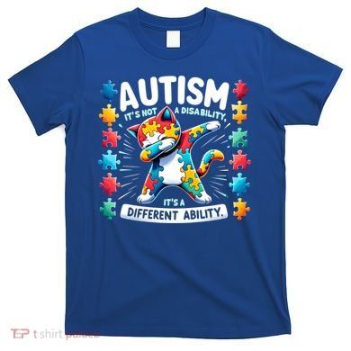 Autism Awareness Month Autism Cat Dabbing Support Autism Gift T-Shirt