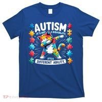 Autism Awareness Month Autism Cat Dabbing Support Autism Gift T-Shirt thumb 0
