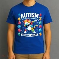 Autism Awareness Month Autism Cat Dabbing Support Autism Gift T-Shirt thumb 3