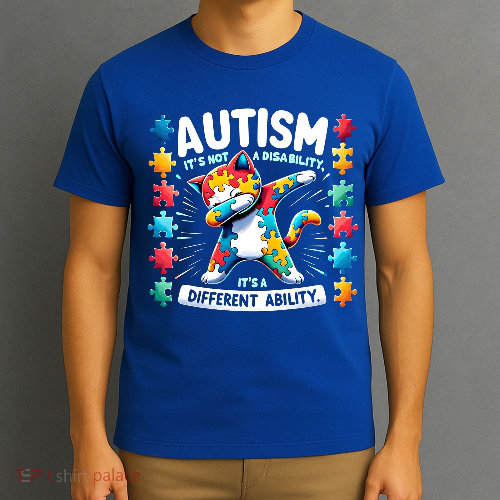 Autism Awareness Month Autism Cat Dabbing Support Autism Gift T-Shirt