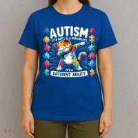 Autism Awareness Month Autism Cat Dabbing Support Autism Gift T-Shirt thumb 4