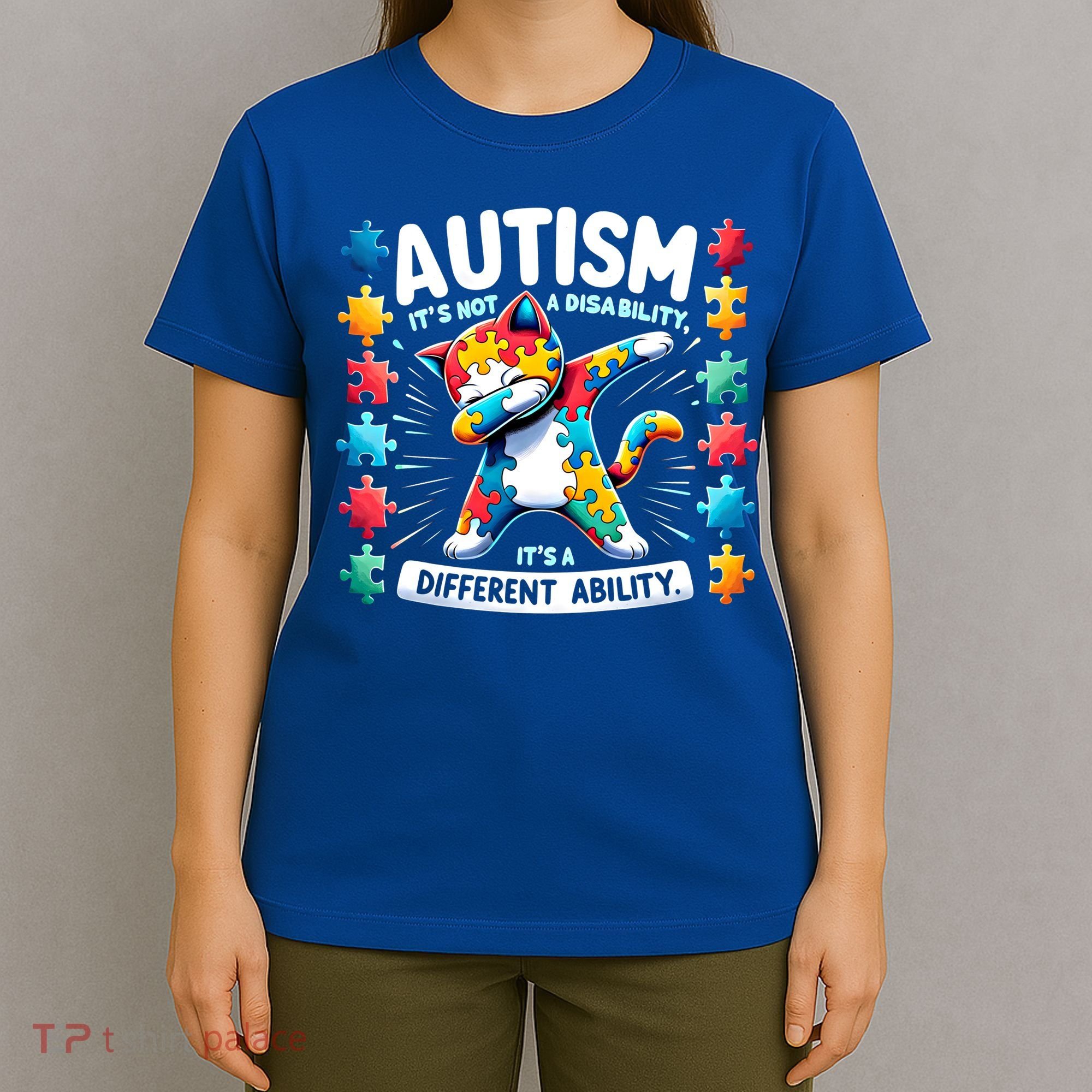 Autism Awareness Month Autism Cat Dabbing Support Autism Gift T-Shirt