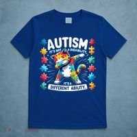 Autism Awareness Month Autism Cat Dabbing Support Autism Gift T-Shirt thumb 5