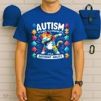 Autism Awareness Month Autism Cat Dabbing Support Autism Gift T-Shirt thumb 6