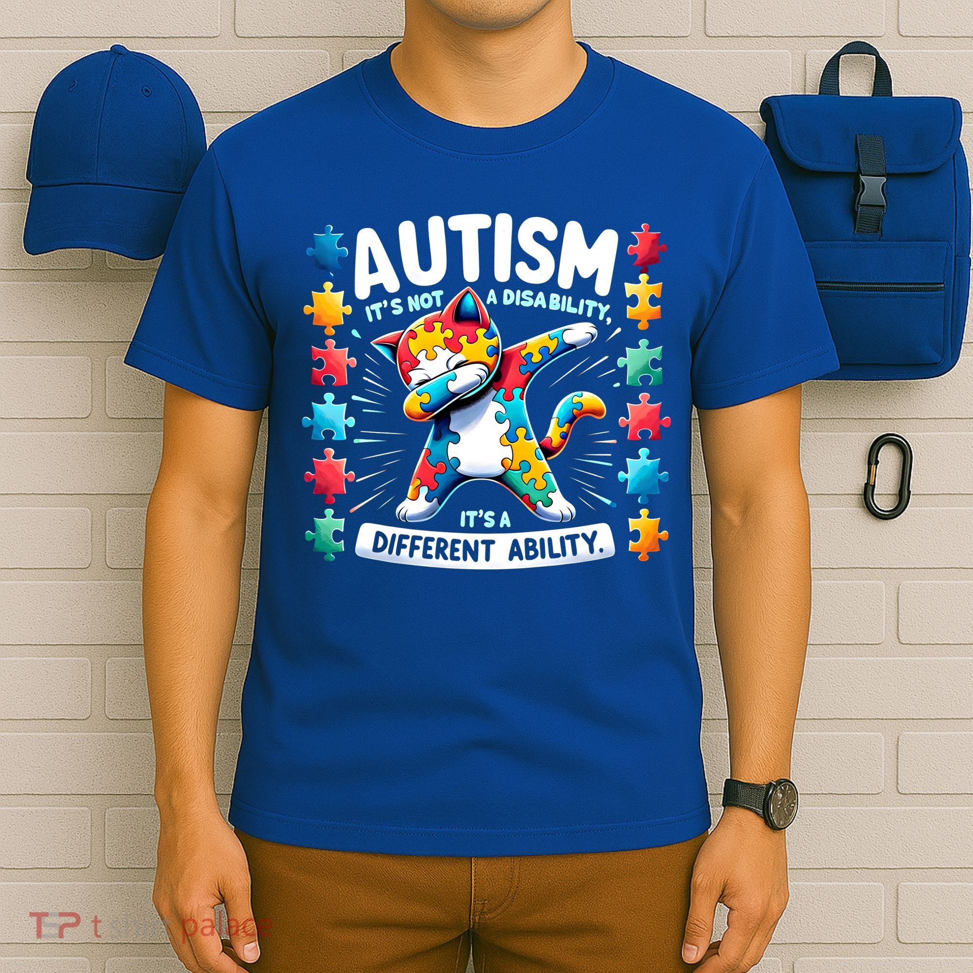 Autism Awareness Month Autism Cat Dabbing Support Autism Gift T-Shirt