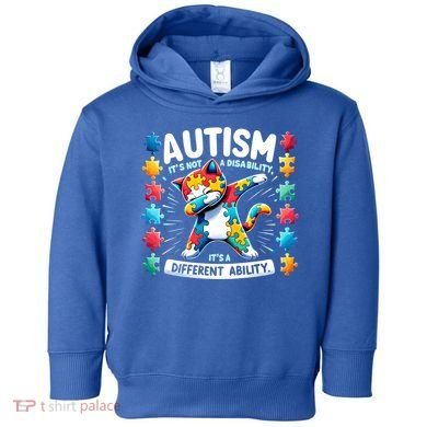 Autism Awareness Month Autism Cat Dabbing Support Autism Gift Toddler Hoodie