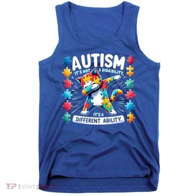 Autism Awareness Month Autism Cat Dabbing Support Autism Gift Tank Top