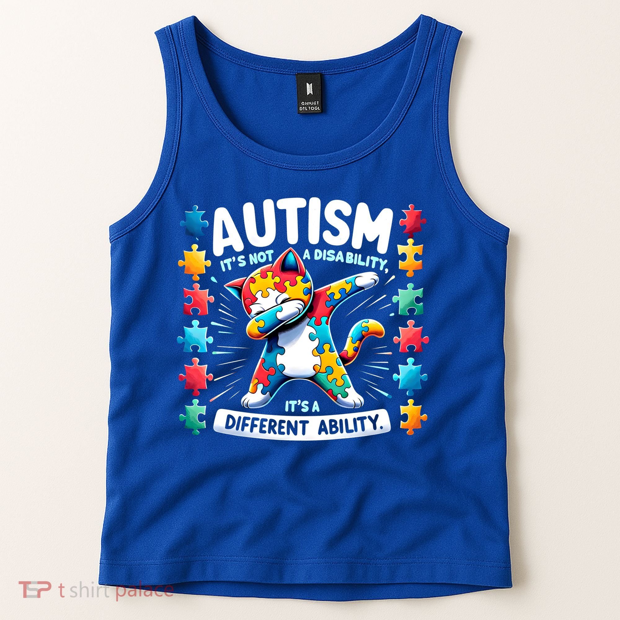 Autism Awareness Month Autism Cat Dabbing Support Autism Gift Tank Top