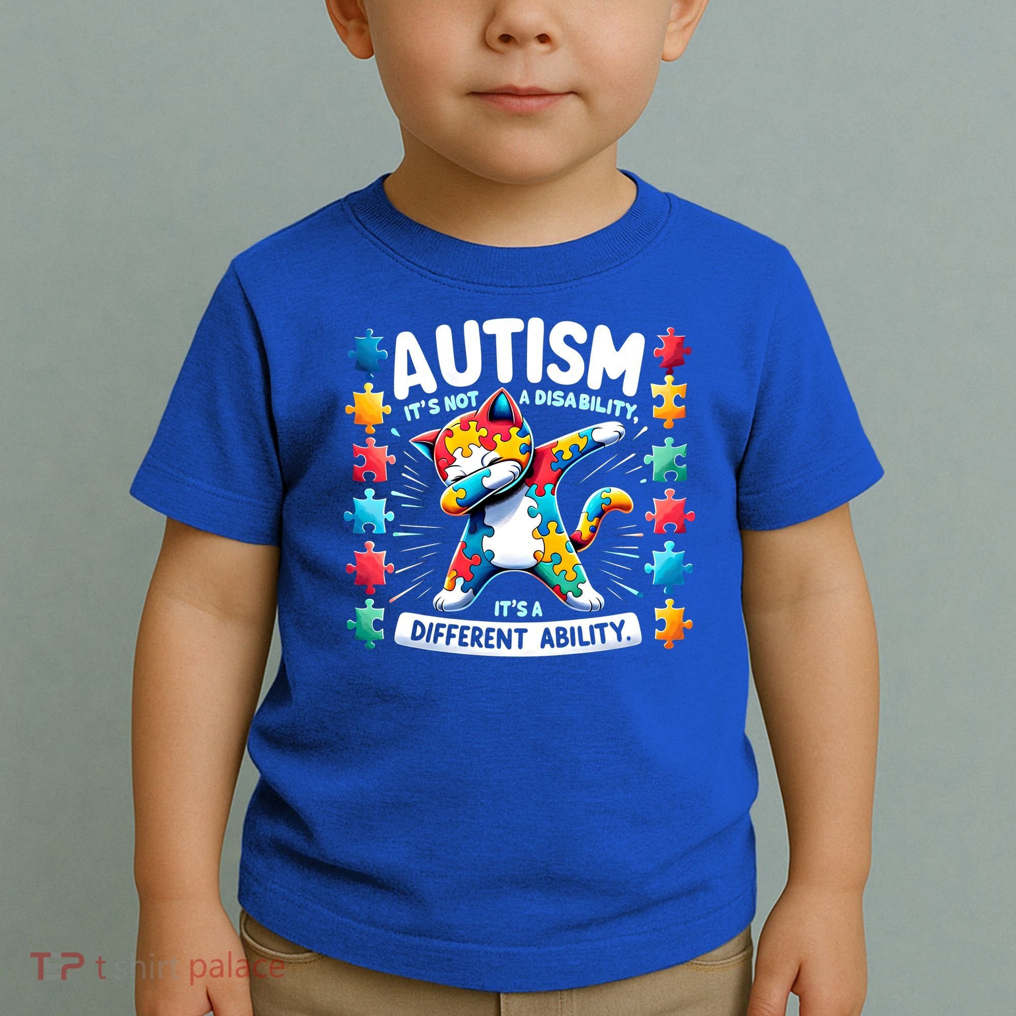 Autism Awareness Month Autism Cat Dabbing Support Autism Gift Toddler T-Shirt