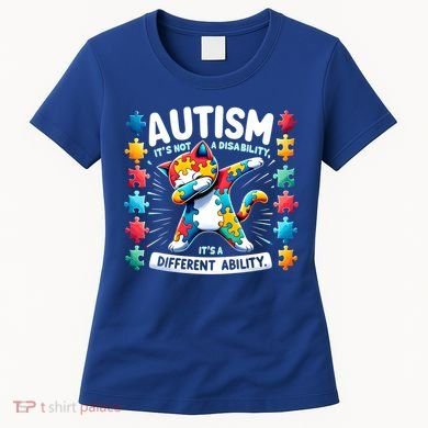 Autism Awareness Month Autism Cat Dabbing Support Autism Gift Women's T-Shirt