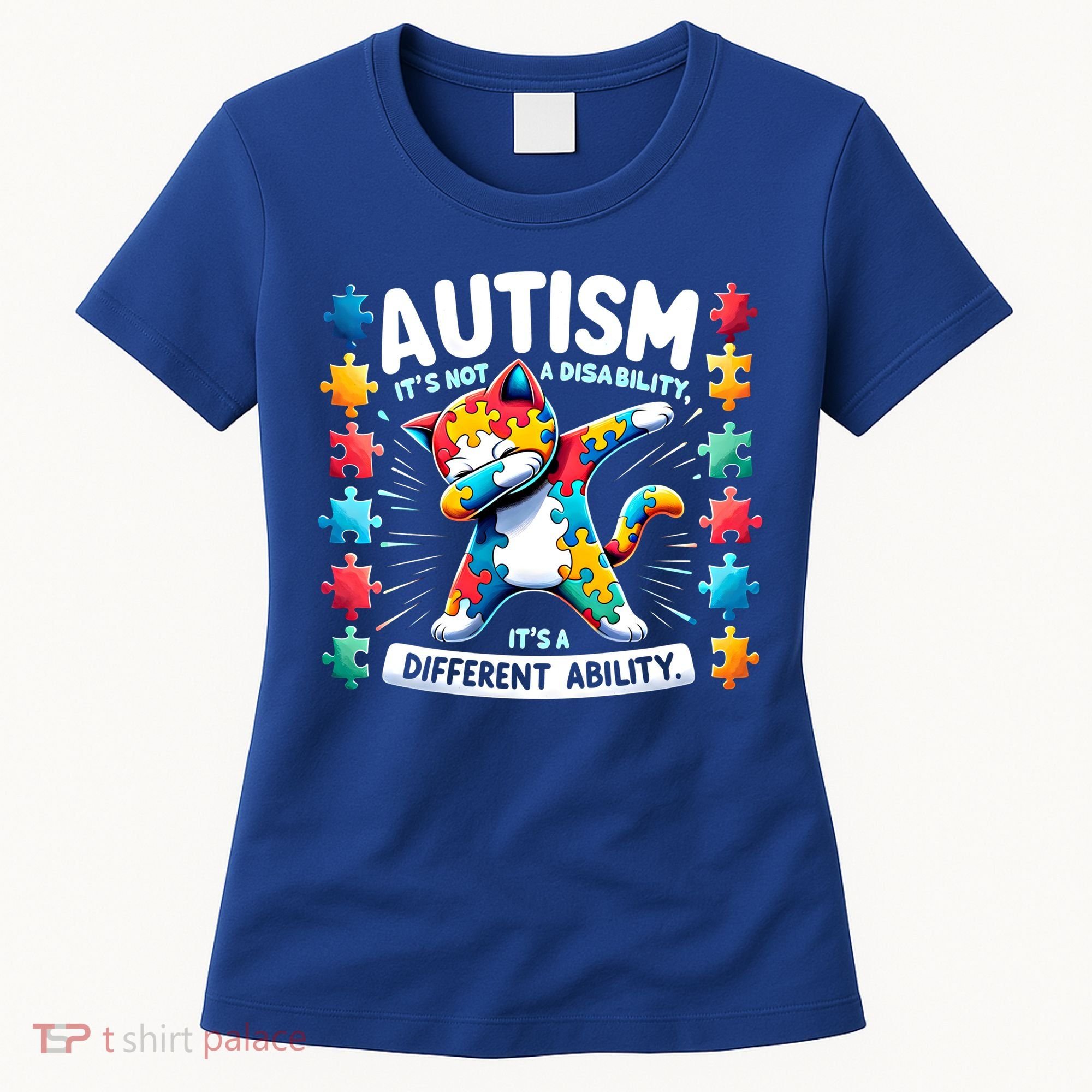 Autism Awareness Month Autism Cat Dabbing Support Autism Gift Women's T-Shirt