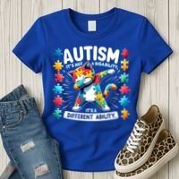 Autism Awareness Month Autism Cat Dabbing Support Autism Gift Women's T-Shirt thumb 3