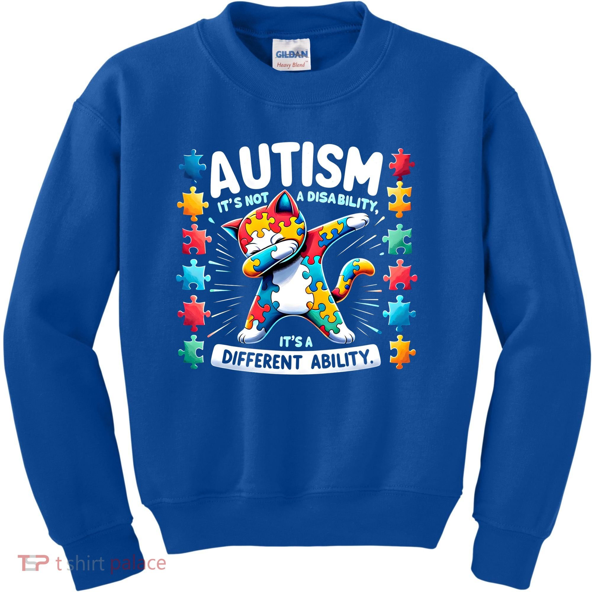Autism Awareness Month Autism Cat Dabbing Support Autism Gift Kids Sweatshirt
