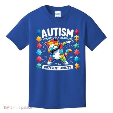 Autism Awareness Month Autism Cat Dabbing Support Autism Gift Kids T-Shirt