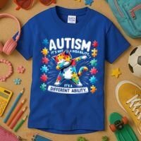 Autism Awareness Month Autism Cat Dabbing Support Autism Gift Kids T-Shirt thumb 3