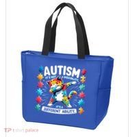 Autism Awareness Month Autism Cat Dabbing Support Autism Gift Tote Bag thumb 3