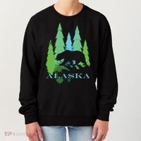 Alaska Alaskan Northern Light Trees With Bear Women's Sweatshirt thumb 0