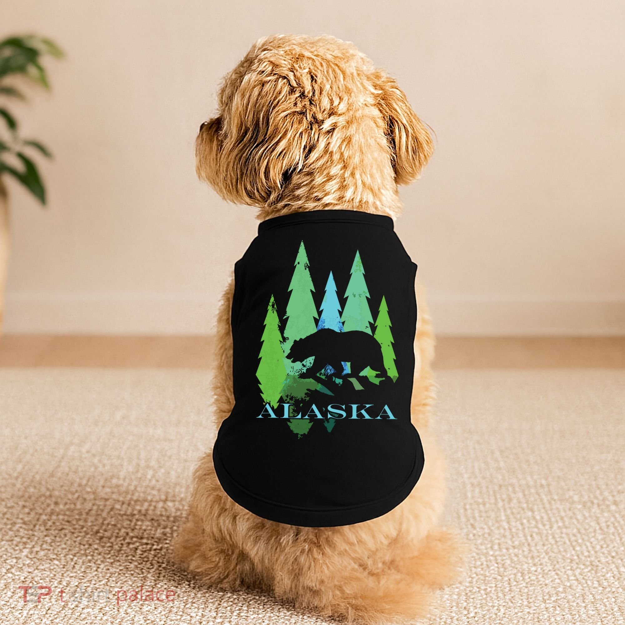 Alaska Alaskan Northern Light Trees With Bear Doggie Tank