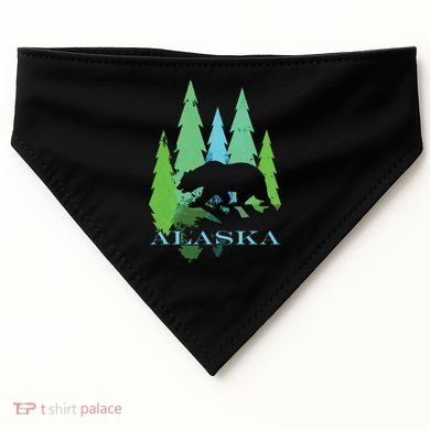 Alaska Alaskan Northern Light Trees With Bear USA-Made Doggie Bandana