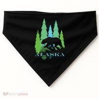 Alaska Alaskan Northern Light Trees With Bear USA-Made Doggie Bandana thumb 0