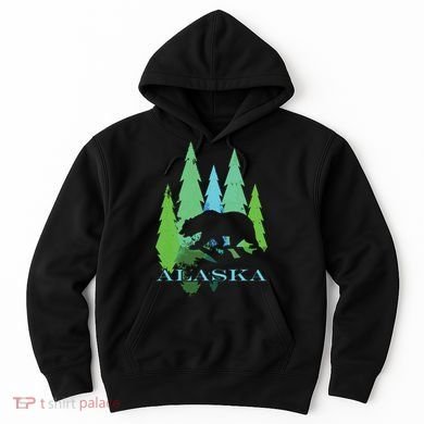 Alaska Alaskan Northern Light Trees With Bear Hoodie