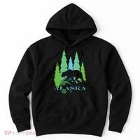 Alaska Alaskan Northern Light Trees With Bear Hoodie thumb 0