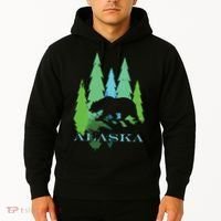 Alaska Alaskan Northern Light Trees With Bear Hoodie thumb 2