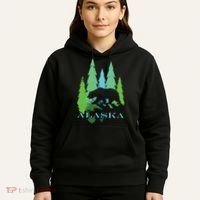 Alaska Alaskan Northern Light Trees With Bear Hoodie thumb 5