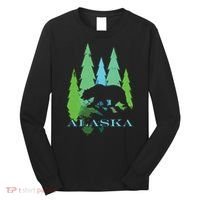 Alaska Alaskan Northern Light Trees With Bear Long Sleeve Shirt thumb 0