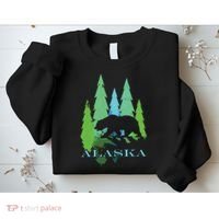 Alaska Alaskan Northern Light Trees With Bear Sweatshirt thumb 2