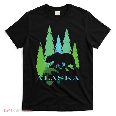 Alaska Alaskan Northern Light Trees With Bear T-Shirt