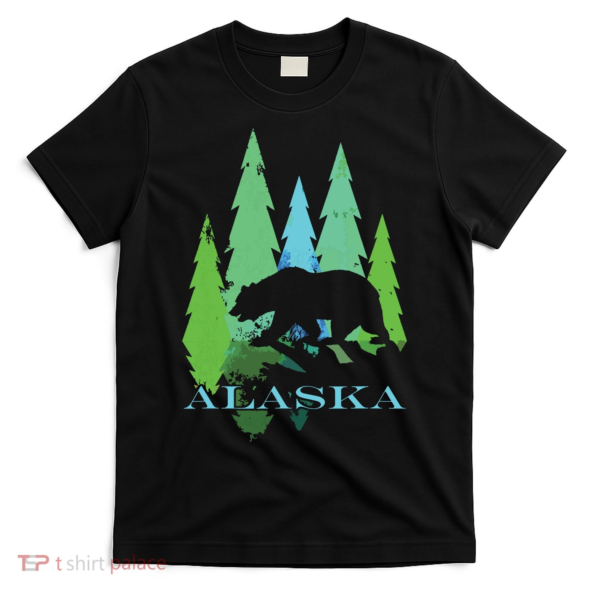 Alaska Alaskan Northern Light Trees With Bear T-Shirt